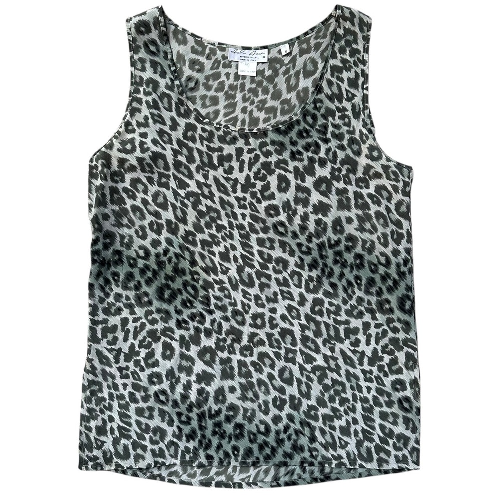 Alan Austin Beverly Hills Vintage Silk Leopard Print Tank Top Womens Sz 6‎ Italy